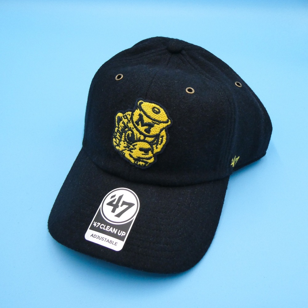 '47 Brand Hat Mens OSFA Clean Up Michigan Wolverines Navy Blue Wool Blend Cap